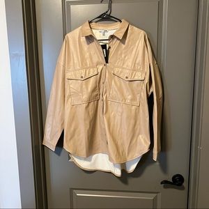 Taupe Leather Shacket